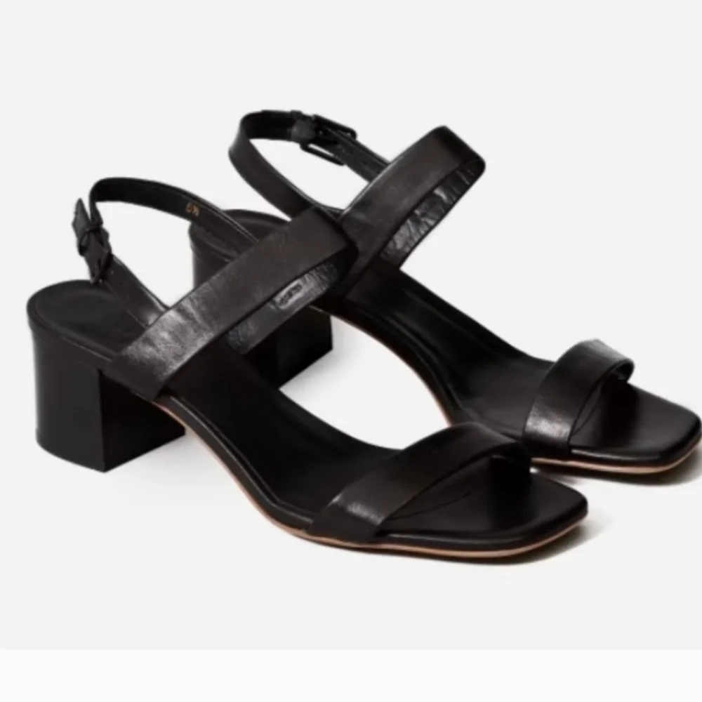 Everlane The Double-Strap Block Heel Sandal Leather Made In Italy Size 6.5 - Picture 5 of 8